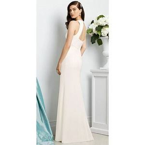 NEW Dessy Collection Size 6 Halter Front Open Back Dress Ivory $263 msrp I23-2